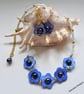Designer Blue Mother of Pearl & Shell Pearl Necklace & Earrings Set Gold Plated - Image 4