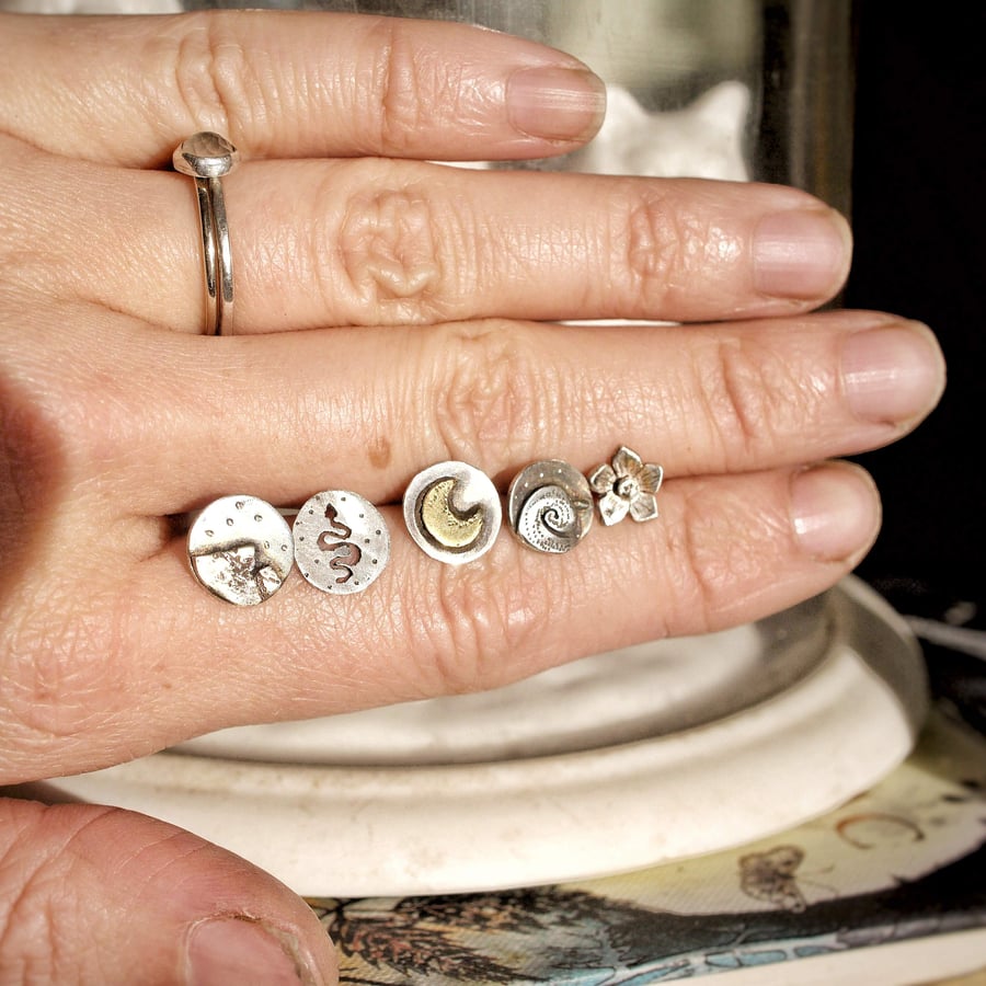 Handmade Recycled Silver Pebble Earrings