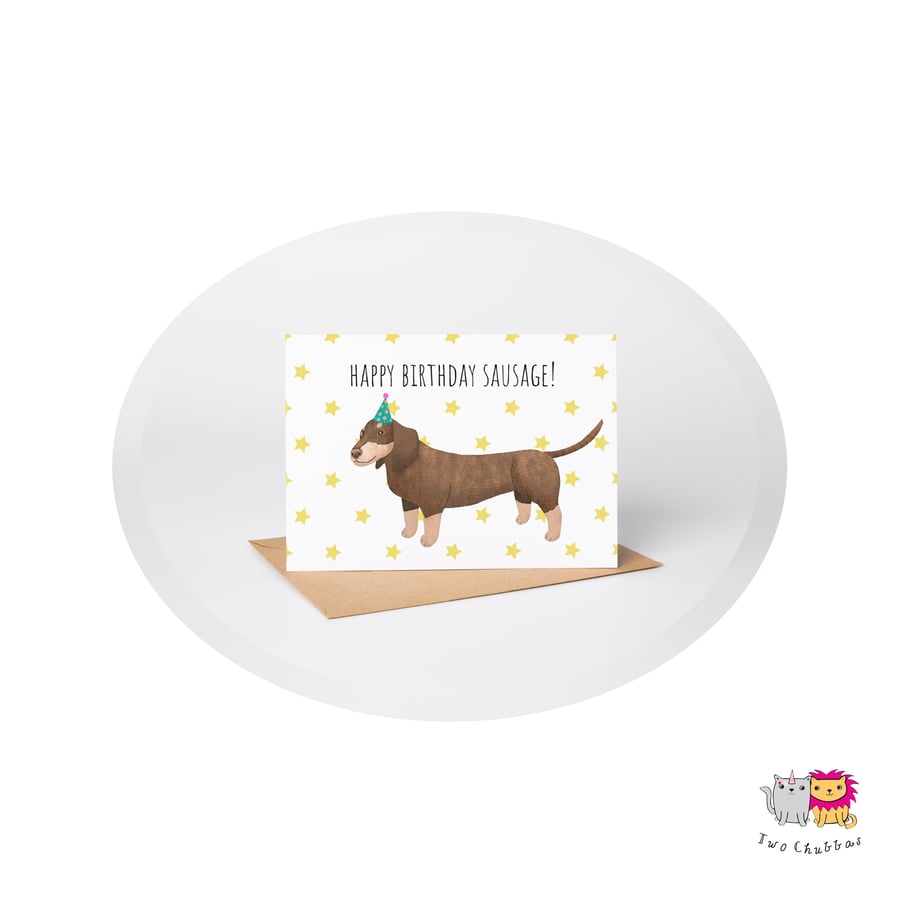 Sausage Dog Birthday Card, A6 Birthday Card, Cute Animal Birthday Card