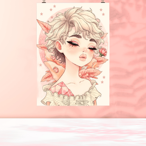 Padparadscha Sapphire pixie art print