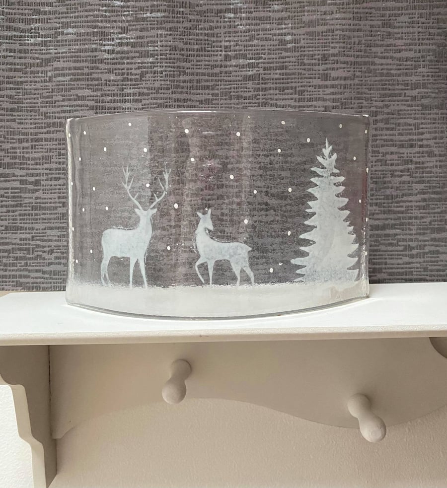 Fused Glass Winter Stag Arch