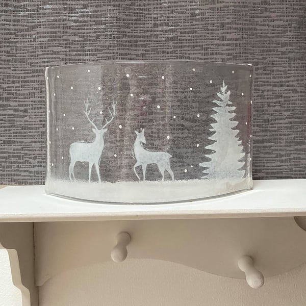 Fused Glass Winter Stag Arch
