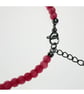 Red Cat's Eye Beaded Bracelet: Adjustable Silver Tone Chain - Image 4