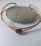 Hammered Copper Cuff Bangle with Tigers Eye Gemstone and Silver - Image 6