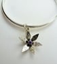 Silver amethyst flower bangle - Image 1