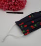 Face mask, small, 3 layer,  adjustable,  washable in navy cherry - Image 3