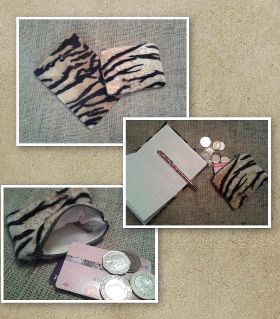 Tiger Print Velour Notebook and Coin Purse Gift Set
