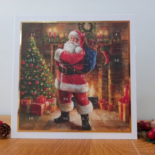 New for 2026 Advent Calendar Style Christmas Card - Santa