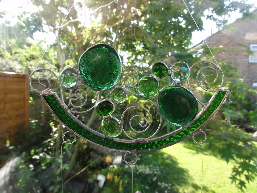 Stained Glass Suncatcher - Green Mobile