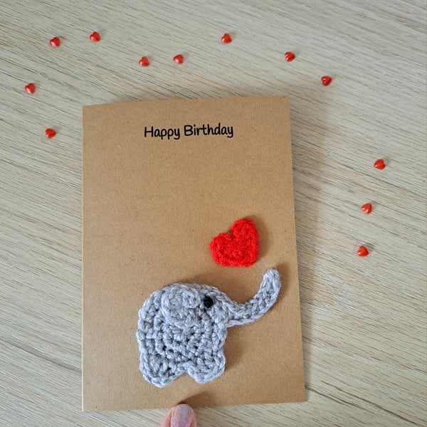 Crochet elephant greetings card