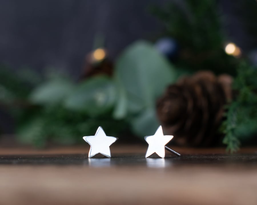 Star Stud Earrings - Sterling Silver Studs - Christmas Gift, Stocking Filler