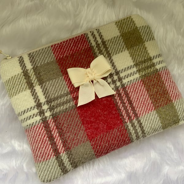 Tartan Zipped Purse, Pouch, Small Cosmetic Bag, Accessory Purse, Coin Purse,