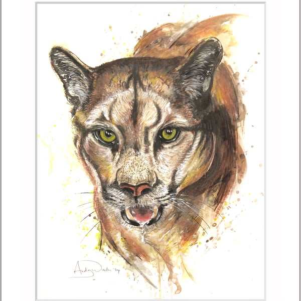 Original abstract painting of a Cougar