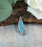 Necklace, Sky Blue and Sterling Silver Stained Glass Effect Pendant