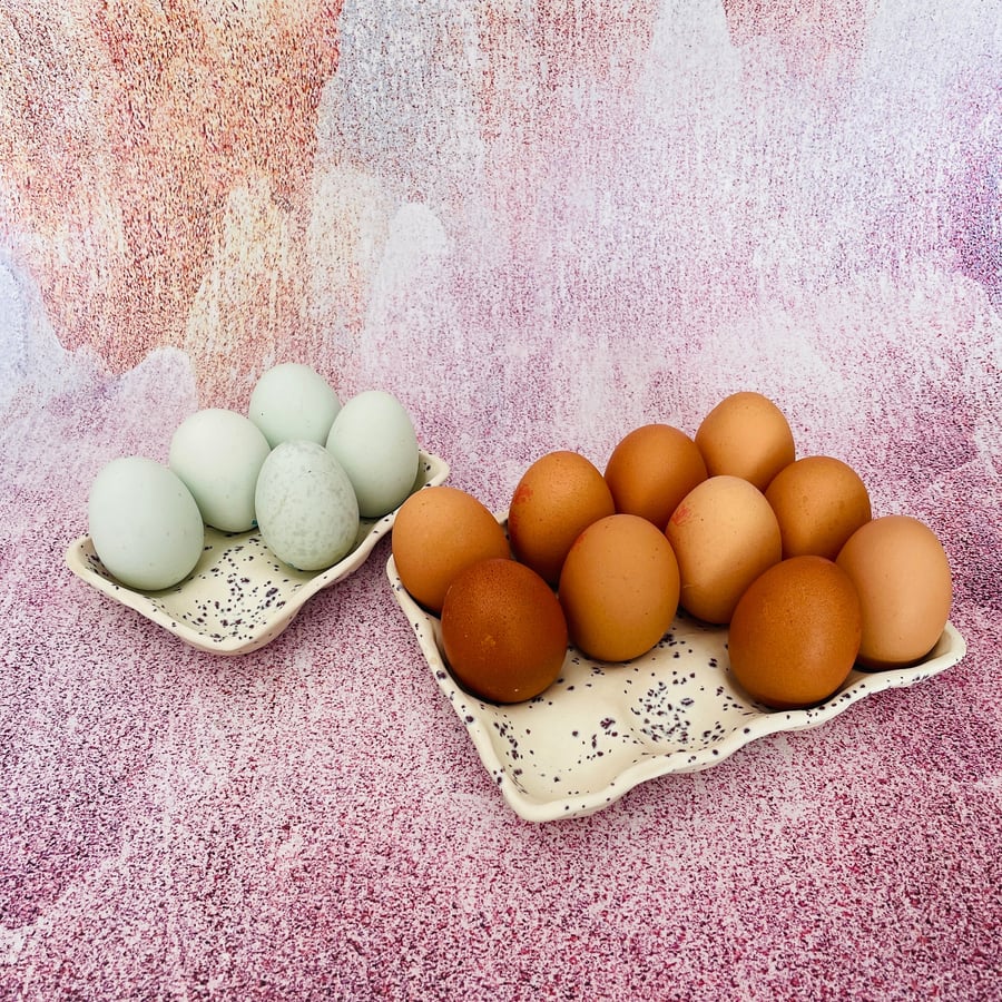 White Ceramic Egg Tray, Holds 6 or 12 Eggs - Made to Order