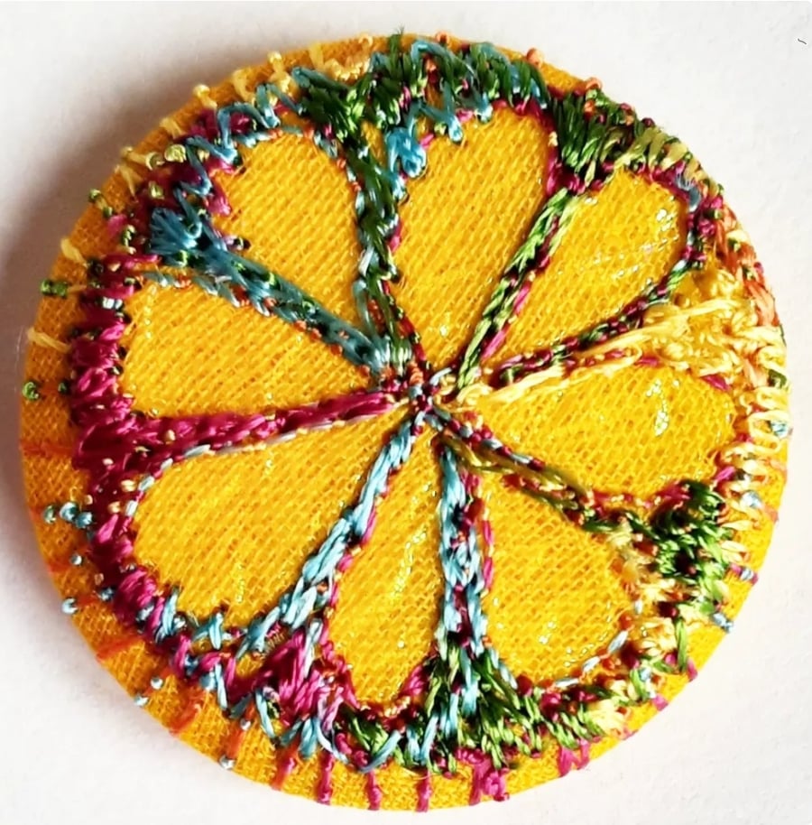 Buttons 1 inch button Hand Dyed Silks and Cottons Free Machine Embroidery Button