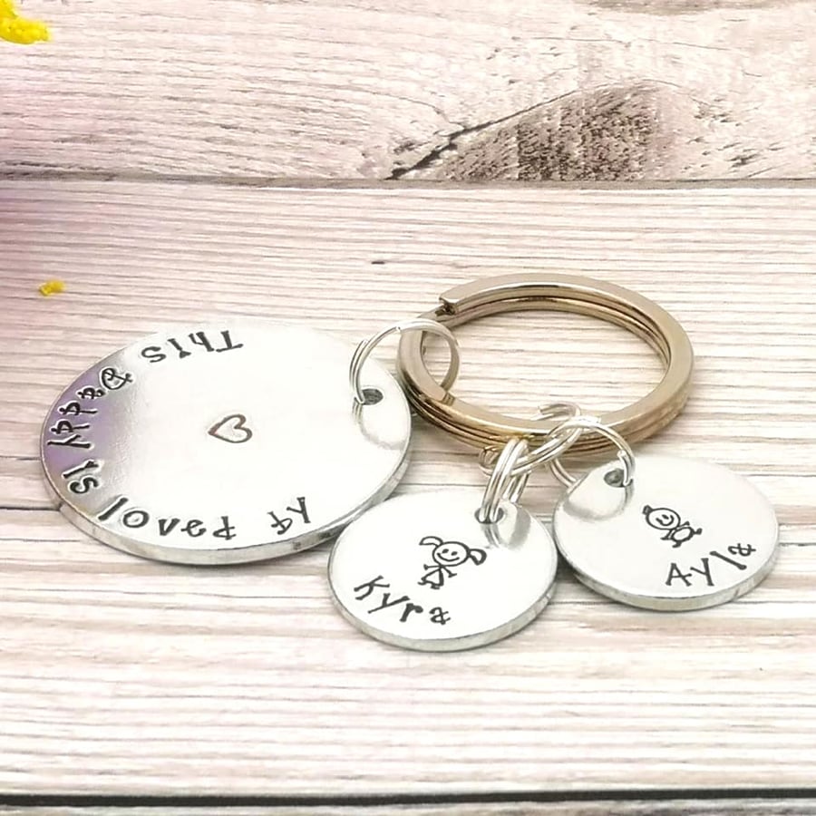 This Daddy Belongs To - Daddy Keyring - Personalised Gift For Dad