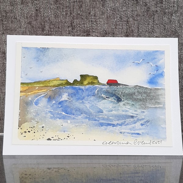 Blank Card.  Southend Boathouse. Original Painting. 260130