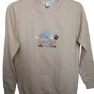 girl's embroidered sweatshirt, beige sweatshirt, winter jumper
