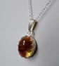 Citrine Gemstone Pendant on Silver Chain, November birthstone - Image 1