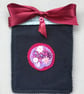 Hand Embroidered Navy Blue Felt Bag