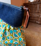 Bright cotton gathered zip bag with denim and Laura Ashley cotton - Image 2