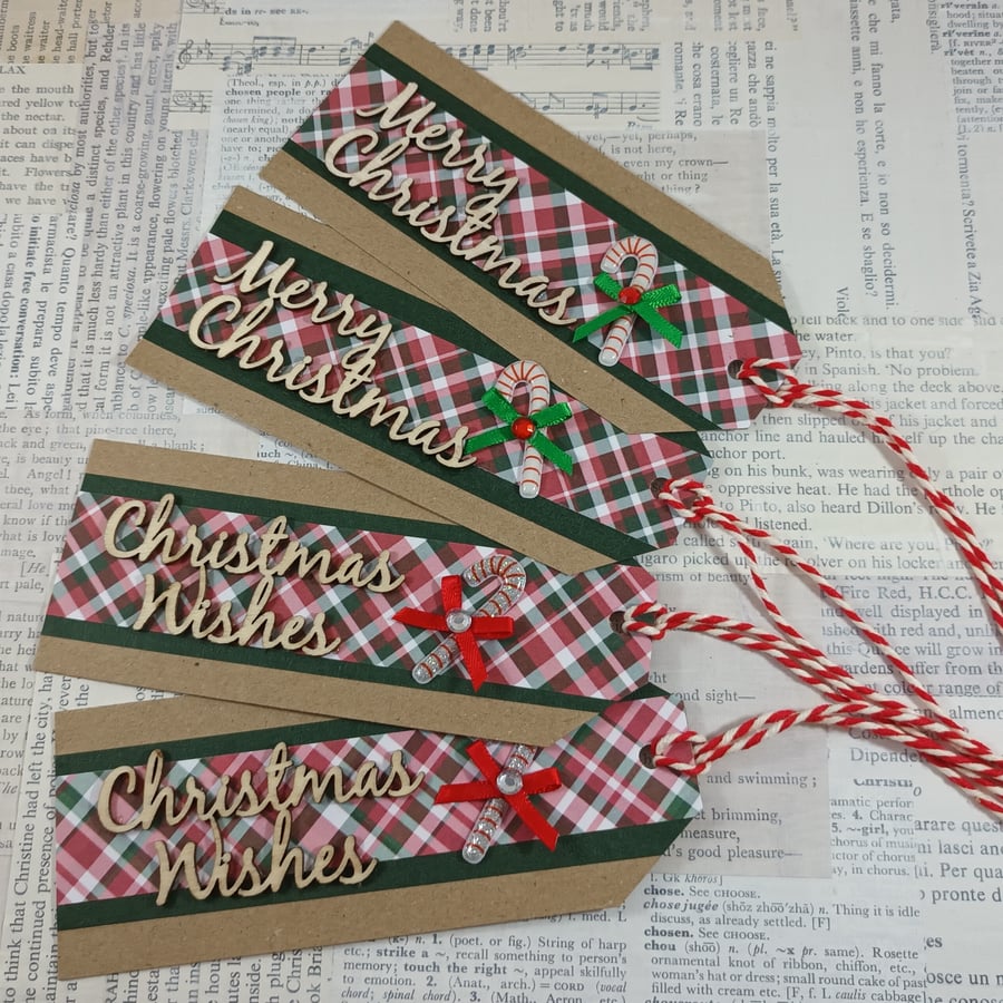 Pack of 4 handmade Christmas gift tags