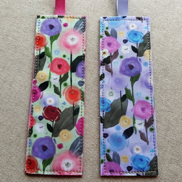 Floral fabric bookmarks