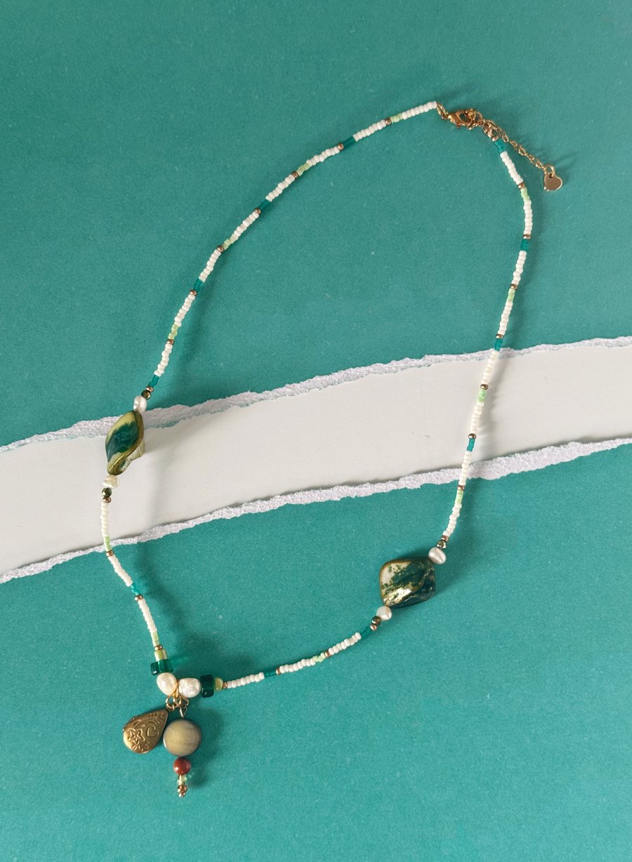 Vintage Green and Blue Necklace 