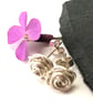 Sterling Silver Rose Stud Earrings - Image 3