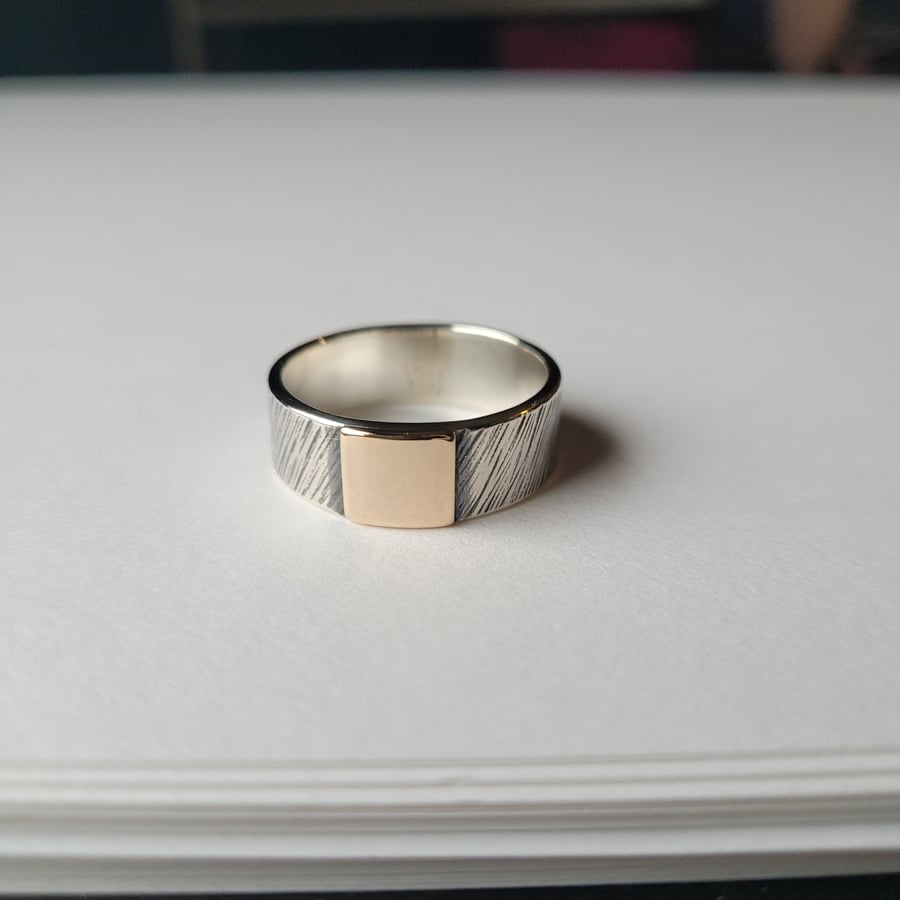 FOR PAUL ONLY - Gold Square and Textured Silver Ring