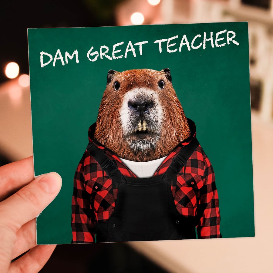 Beaver thank you card: Dam great teacher (Animalyser)