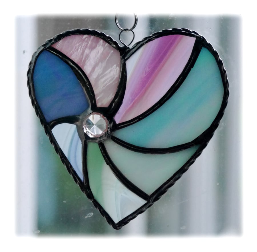Pastel Swirl Heart Stained Glass Suncatcher 002
