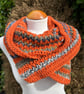 Hand Knitted Pumpkin Spice Textured Long Scarf Unisex Neck Warmer - Image 2