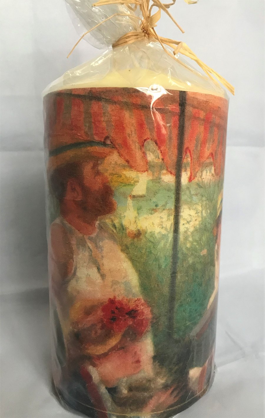 Decorated Candle Large Old Master Boating Party Decoupage Unusual