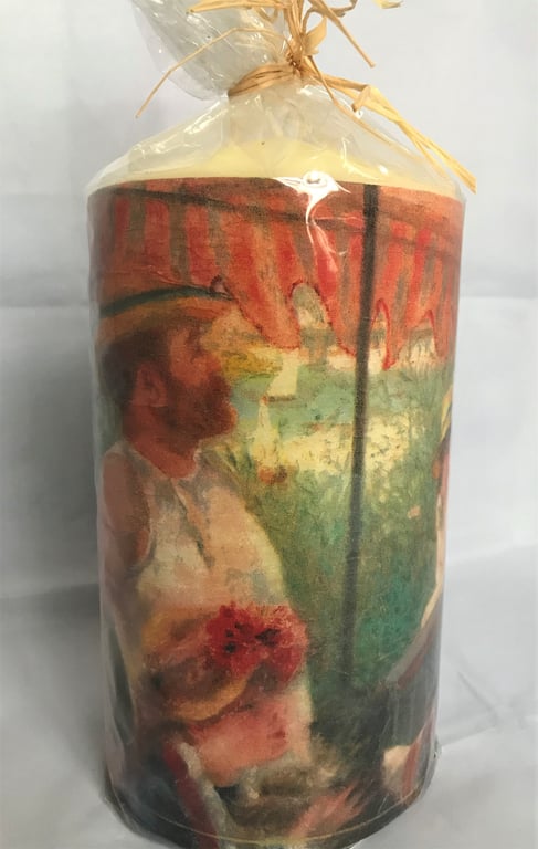 Decorated Candle Large Old Master Boating Party Decoupage Unusual