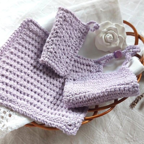 Reusable handmade face cloth and pads set, 100% recycled cotton