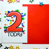 2 TWO TODAY Birthday Card in Red for Two Year Old Child Grandchild Niece Nephew 