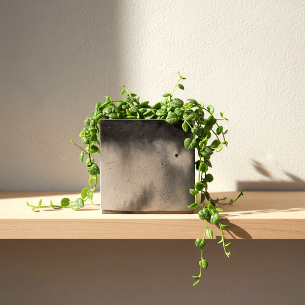 Square Concrete Plant Pot - Neutral Grey and Black Marbled Planter cpp16