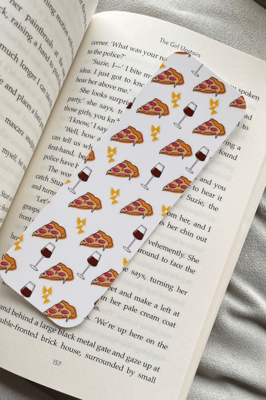 Italian Themed Bookmark, Pizza And Wine Print, Book Gifts