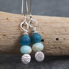 Beaded Silver Drop Earrings