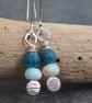 Beaded Silver Drop Earrings