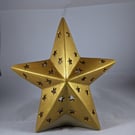 Gold Glittery Ceramic Xmas Christmas Star Candle Tea Light Holder Decoration.