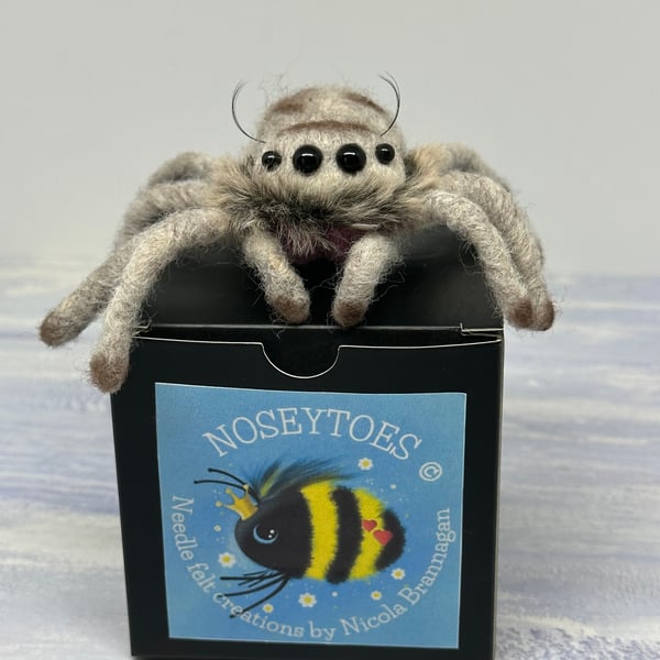Needle felted cute jumping spider