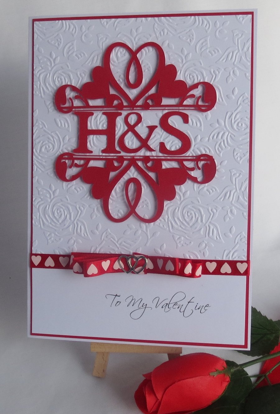 Valentines Day Monogram Card personalised made to order
