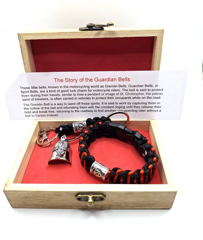 Bikers Gift Box, Bikers Bell Gremlin Bell, Paracord Bracelet , Paracord Lanyard