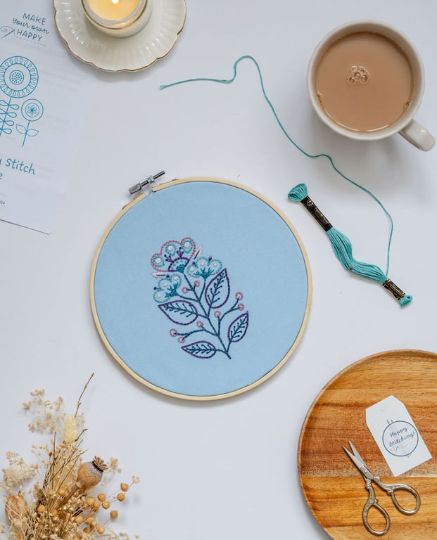 Winter Bloom - Fabric only embroidery kit