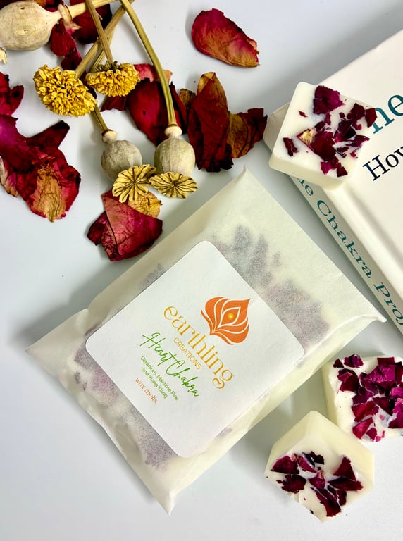 Vegan Heart Chakra Wax Melts - Essential Oil Aromatherapy, Rose Petals