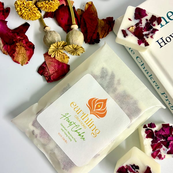 Vegan Heart Chakra Wax Melts - Essential Oil Aromatherapy, Rose Petals