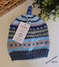 Designer Toddlers Knotted Hand Knitted Fairisle Hat 1 - 2 Years Size - Image 2
